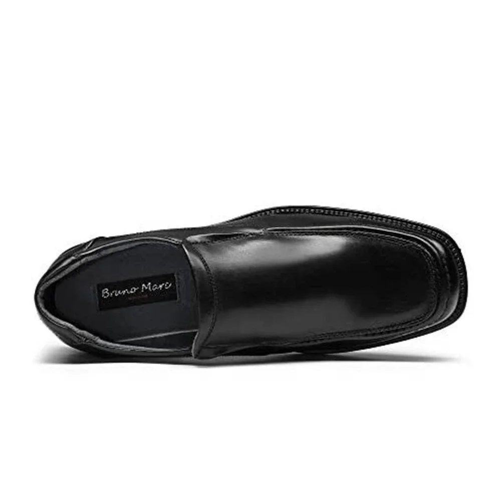 Bruno Marc Goldman-02 Black Slip on Leather Lined Square Toe Dress Loafers Shoes
